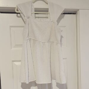 White Maternity Smocked Top